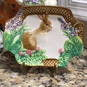 Royal Norfolk Decorative Rabbit Plate with Floral Easter Design